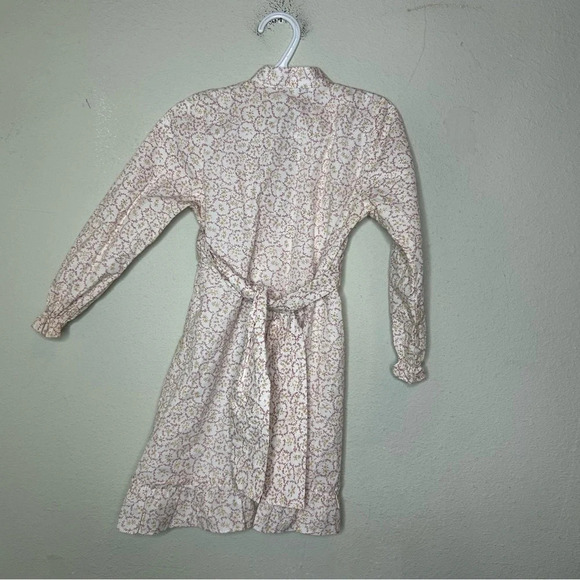 Elephantito Cream and Burgundy Floral Long Sleeve Dress Size 4 - Picture 2 of 5